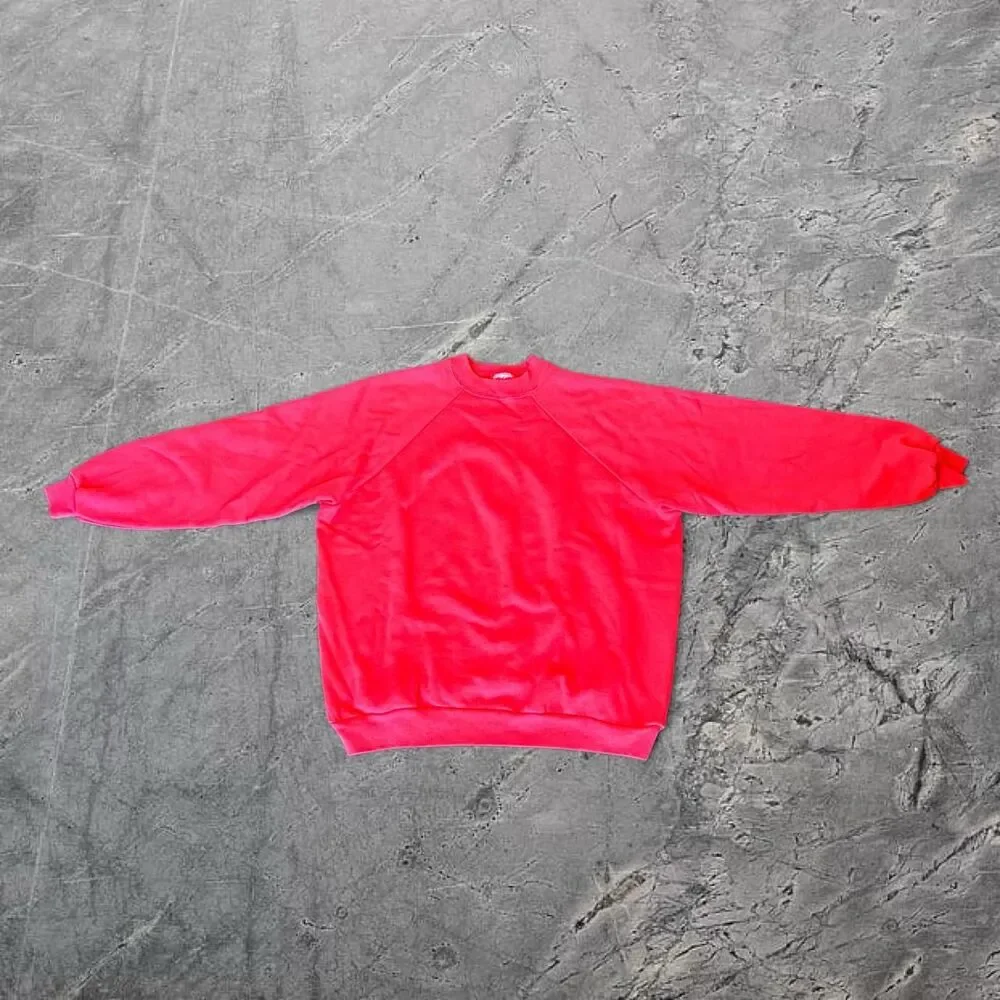 Vintage 1970s/80s bright red raglan stitch boxy crewneck
